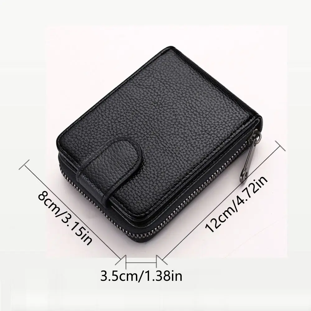 11/16 slots titular do cartão de couro do plutônio com fivela rfid protegido carteira com zíper masculino compacto grande capacidade pequeno saco de cartão ao ar livre