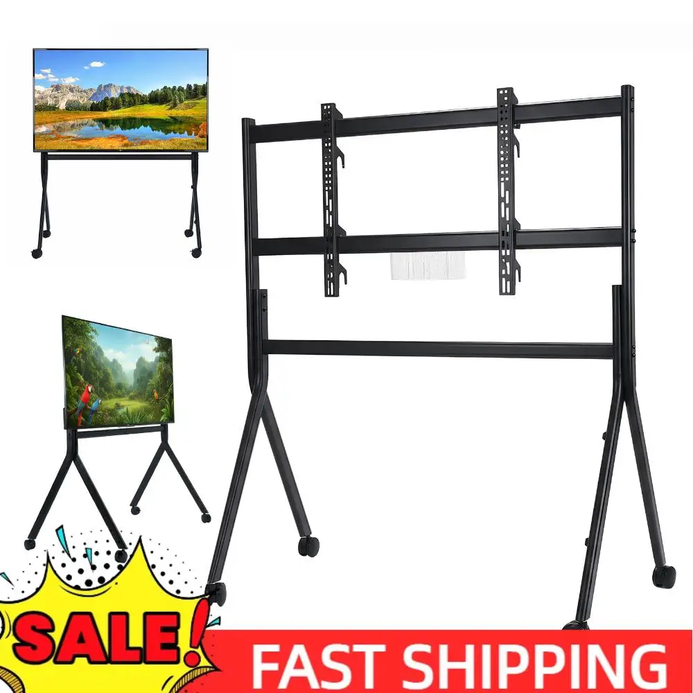 

Портативная угловая напольная подставка для телевизоров 86-110 дюймов, напольная подставка для дисплеев, максимальная нагрузка 485 фунтов/220 кг, с блокирующимися колесами