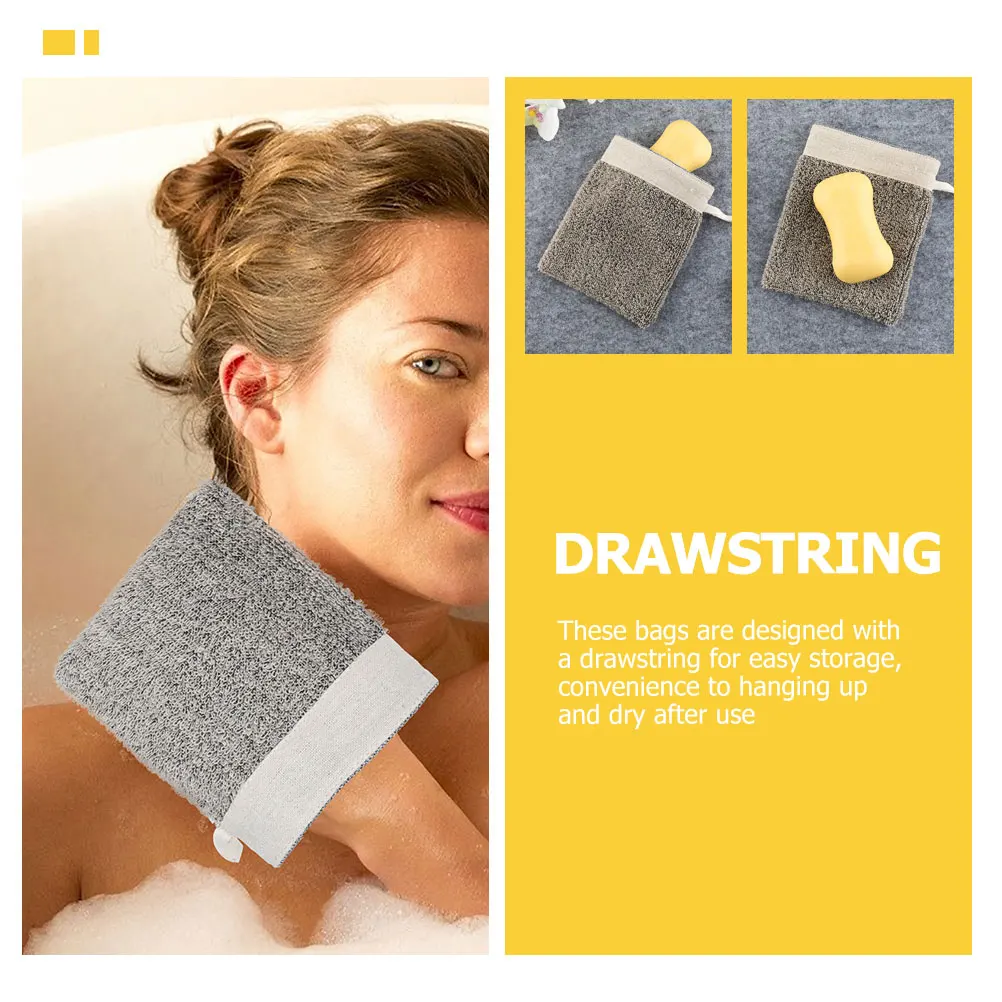 

2pcs Soap Linen Mesh Drawstring Pouch For Bathing Supply Bubble Linen Soap Pouch Maker Foaming Storage Hanging Quick Dry