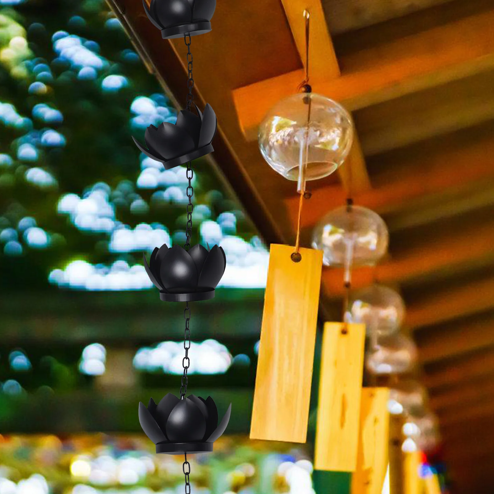 

Lotus Rain Chain Metal Drainage Chain For Gutters Outdoor Garden Decor Water Guide Rainwater Catcher Downspout Solution