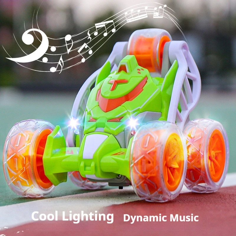 

KF22 2.4G RC Stunt Car 360° Flips Rollover with LED Light Music Spray Fog Multi-Function Remote Control Toy Gift for Boys