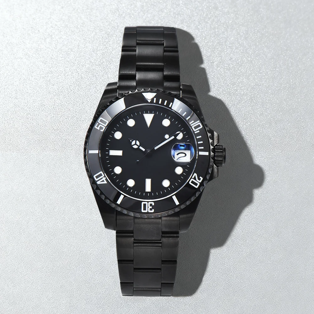 Custom Logo Watch For NH35 Automatic Mechanical  Watch Fit For SUB Sapphire Crystal Stainless Steel Rubber Strap Custom Watch