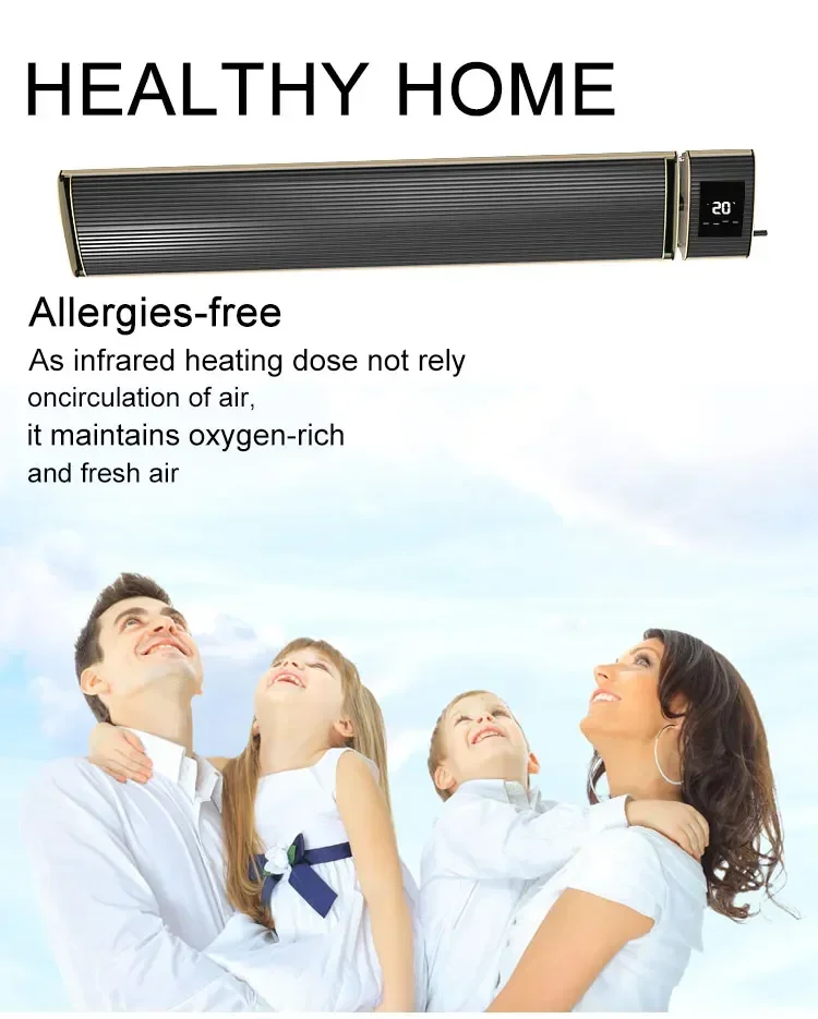 2400W JHheatsup  Wifi outdoor strip heater patio panel el calentador electrico wall mounted infrared heater for Yoga garden