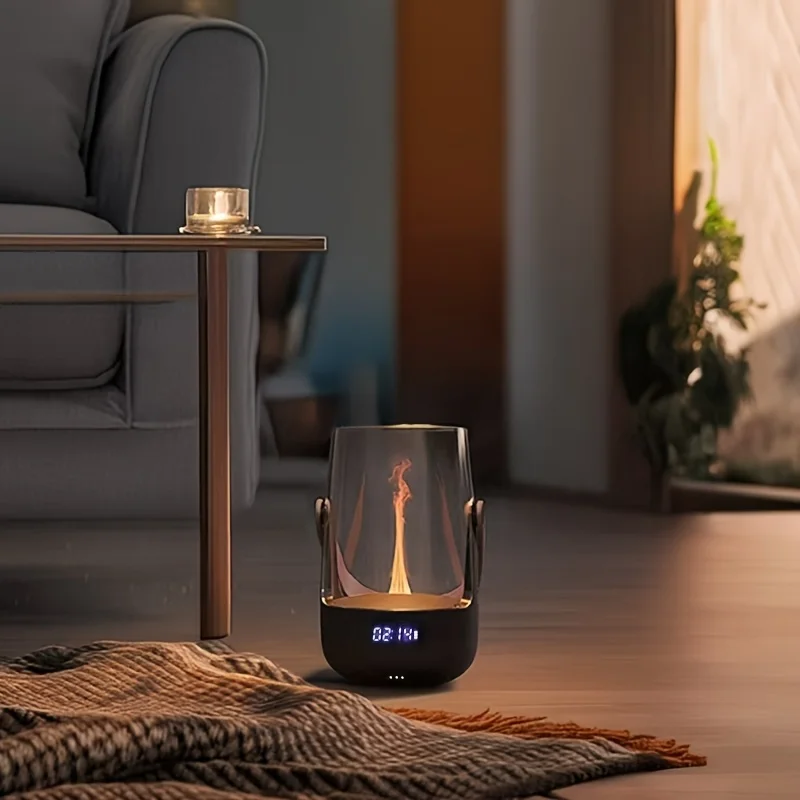 Elegant Flame-Shaped Aromatherapy Humidifier with Auto-Off, LED Display - USB Powered, Large Capacity Essential Oil Diffuser for