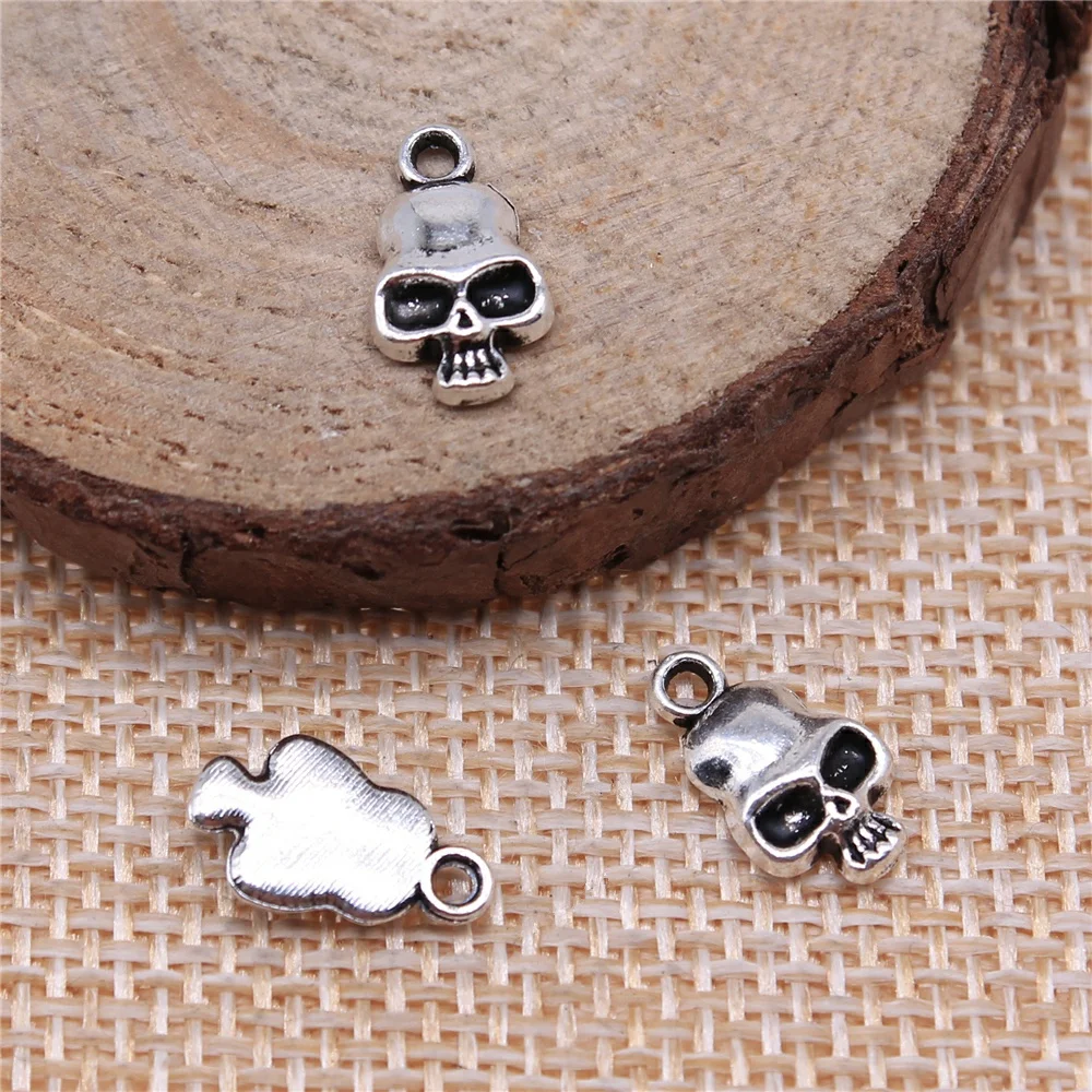 WYSIWYG 20 sztuk 13x7mm antyczne srebro kolor czaszki Charms mała czaszka Charms Tiny czaszki Charms dla tworzenia biżuterii — zdjęcie 2