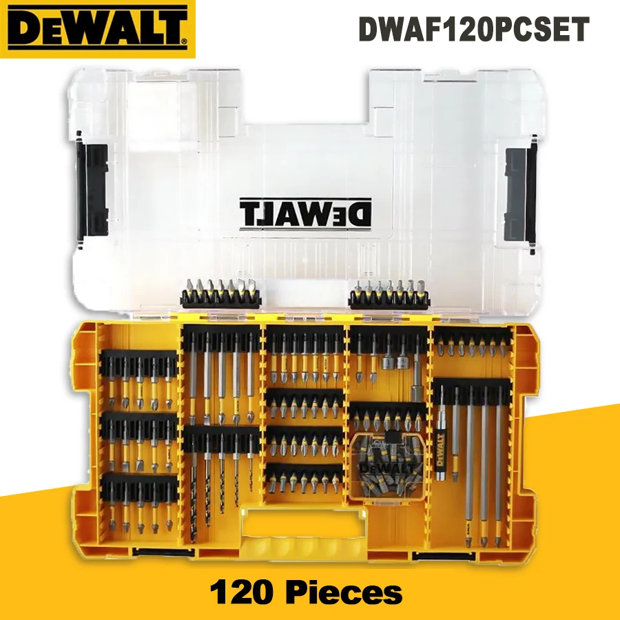 Dewalt 120 Pcs Drill Bit Set / Impact Driver Bit Set for Metal and Wood DWAF120PCSET