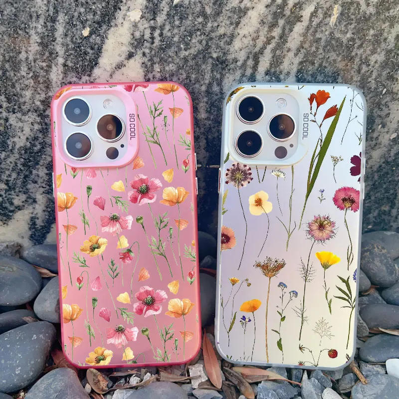 Flower Branches Sexy Floral Phone Case For iphone 11 13 12 14 15 Pro Max 15 14 Plus 13 Mini Shockproof Matte Laser Back Covers