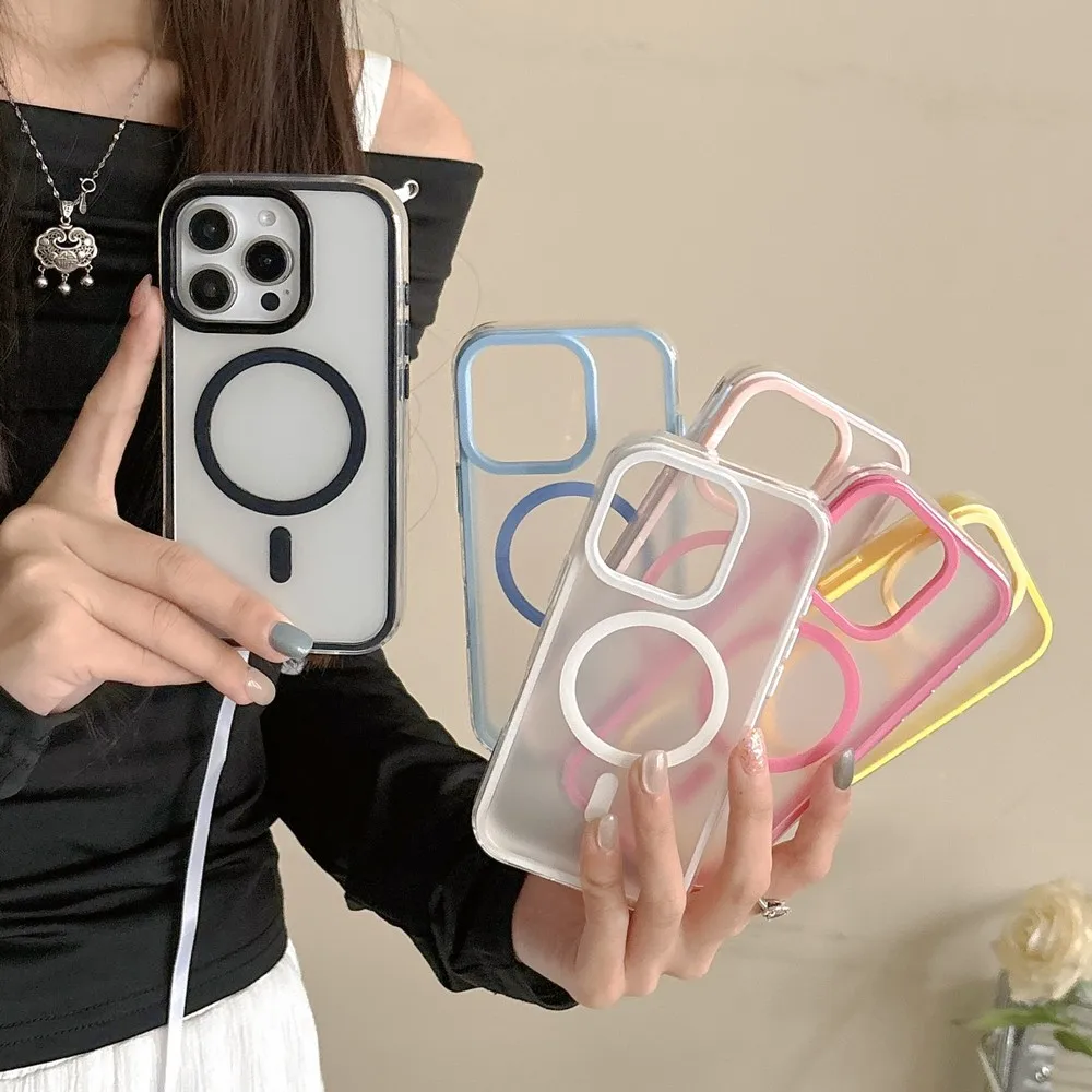 2025 iPhone Case Magnetic&Anti-Fingerprint Frosted Clear Candy Color for iPhone 11 12 13 14 15 16 Series image 6