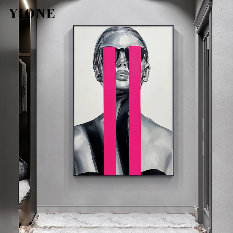 

Fashion Portrait Canvas Art Print with Frame Abstract Woman Color Tears Wall Pictures For Living Room Home Decor Painting Poster