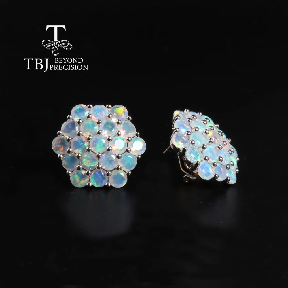 Beautiful Luxury big earrings 925 sterling silver natural ethiopia opal 13.3ct gemstones for women birthday anniversary party