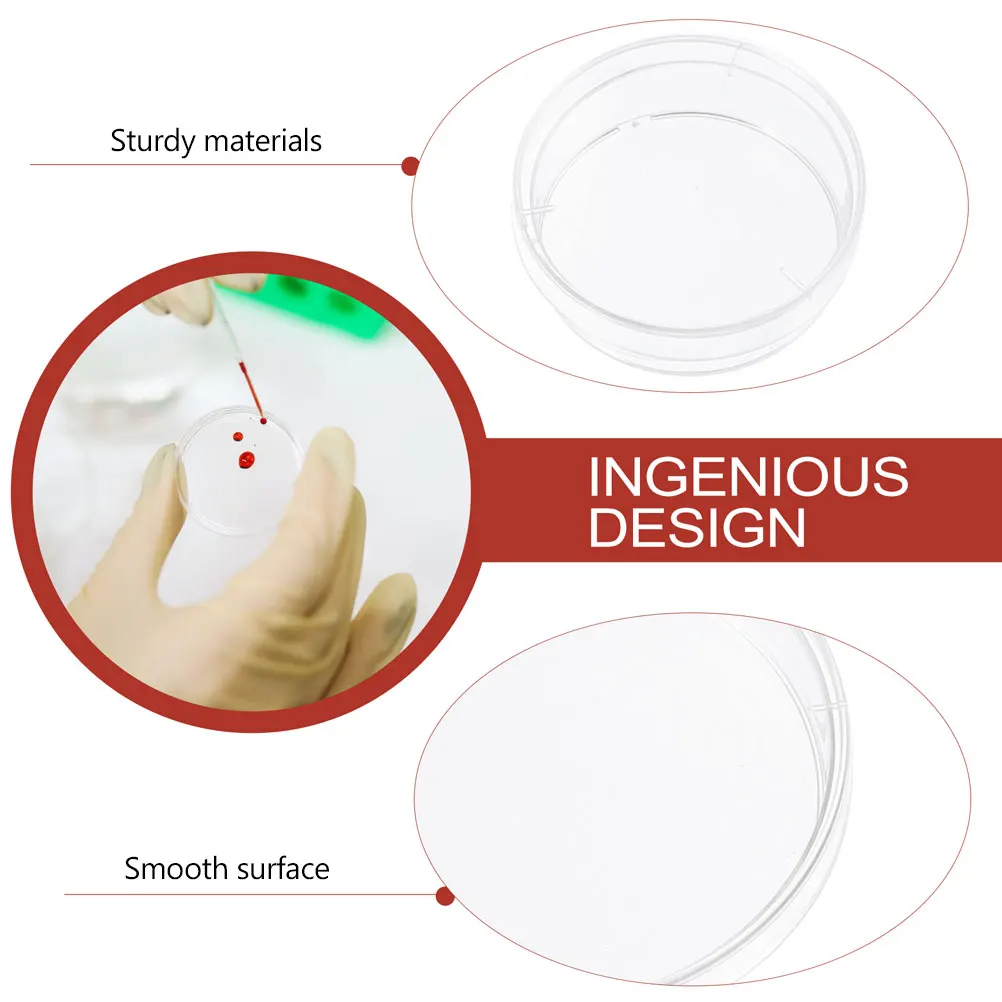 

30Pcs Transparent Plastic Cell Culture Dishes Sterile Petri Dishes with Lid Lab Use Bacteria Culture Dish for Biological