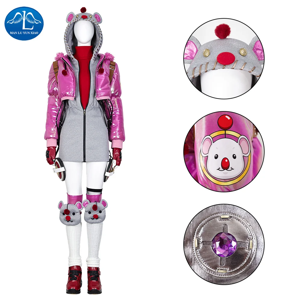 

Game Apex Legends Wattson Cosplay Costume Wattson Pink Coat with Accessories Shoes Female Outfits for Hallowen Party