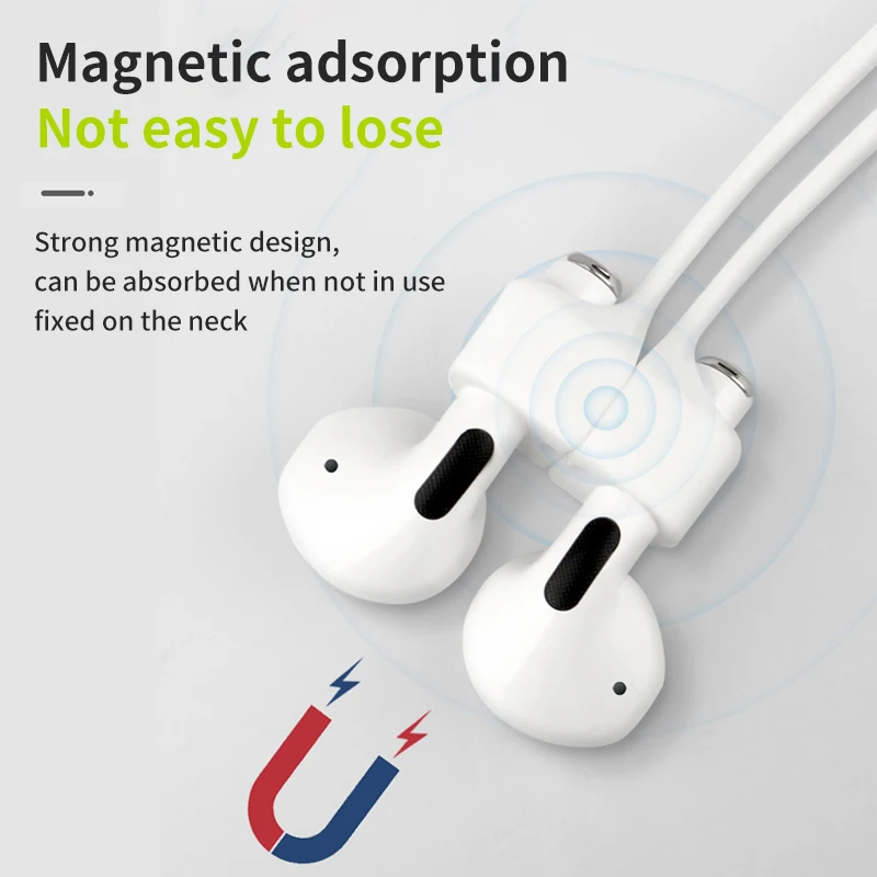 Magnetic Wireless Anti-Lost Silicone Earphone Rope Holder Cable For AirPods Pro Airdots Samsung Buds Plus Headphone Neck String