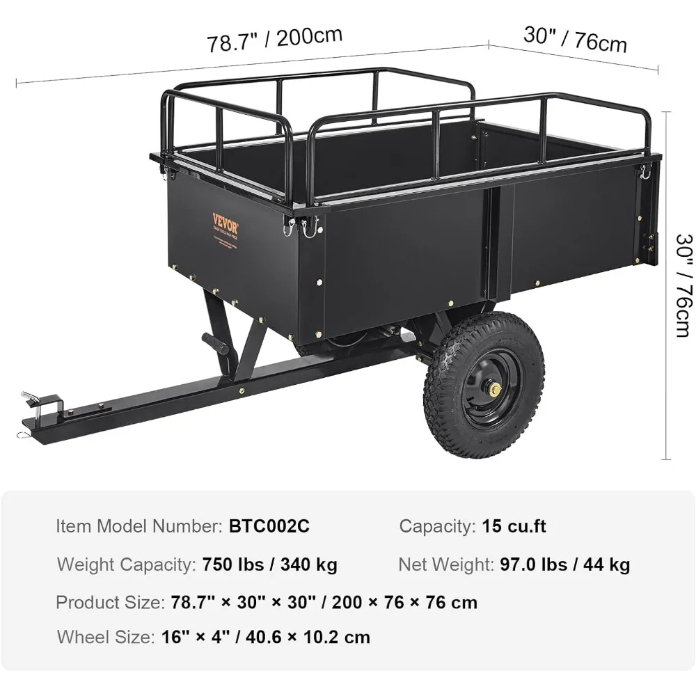 Imagem -02 - Heavy Duty Yard Garden Trailer Reboque Atrás do Carrinho de Despejo para Trator Cortador de Grama