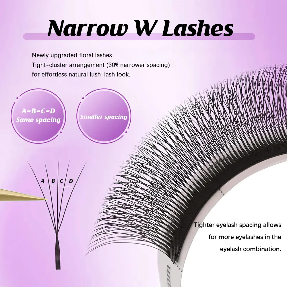 MASSCAKU Narrow 3D/4D/5D V-Shaped False Lashes 8-15mix C/D Curl New Styles Volume Fans Natural Soft Matte Dense Faux Mink Lashes
