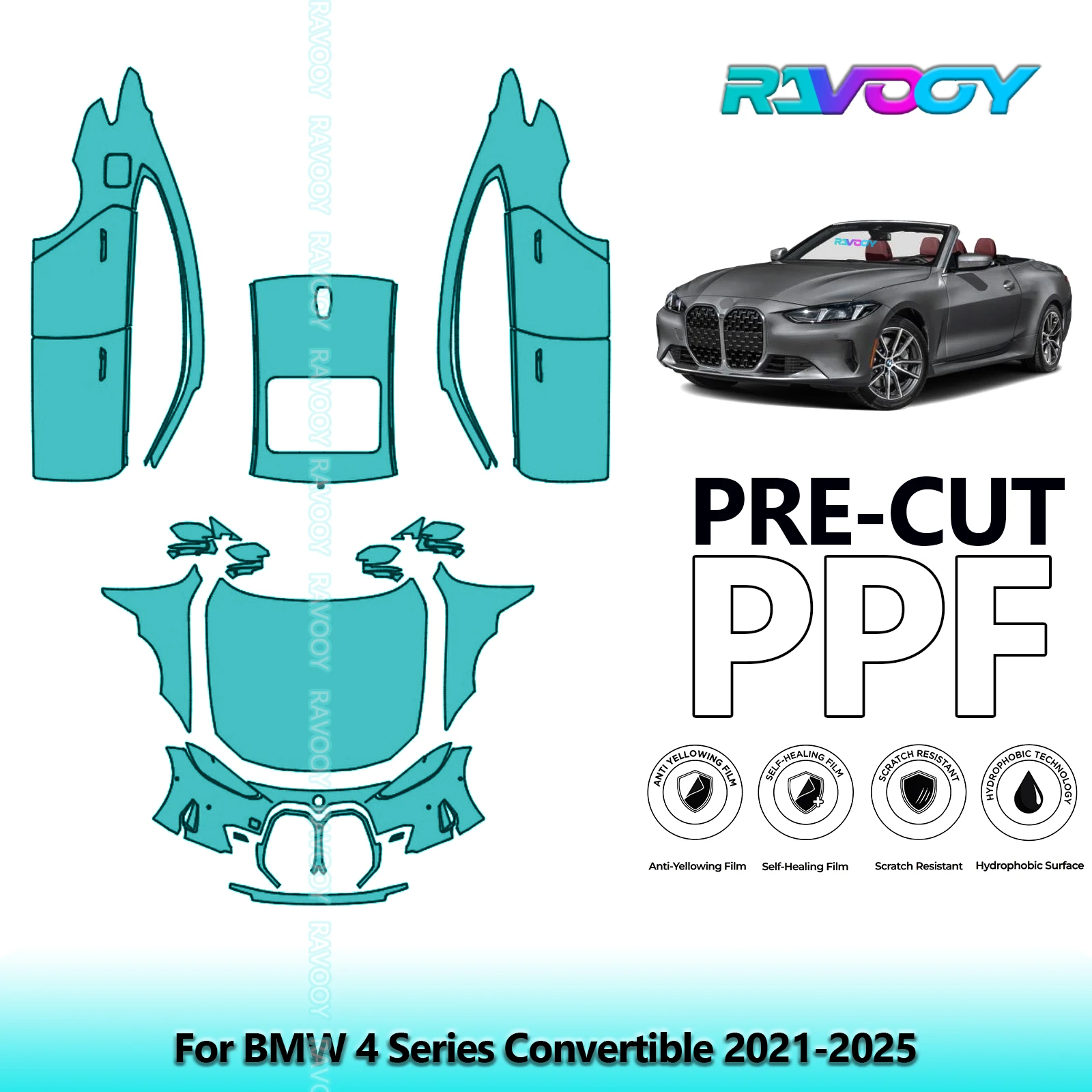 

Car Precut PPF Paint Protection Film Full Vehicle For BMW 4 Series Convertible 2021-2025