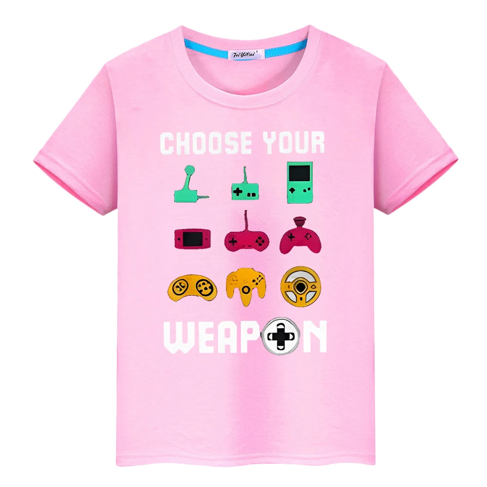 gamepad Summer Print 100%Cotton T-shirt anime Tees y2k one piece boy Kawaii Tops pride tshirt Cute Short girls kids clothes gift