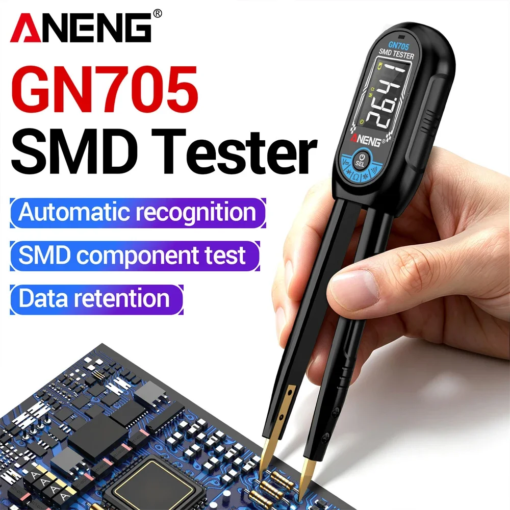 Mini Smart Tweezer SMD Tester Rechargeable Digital Resistance Capacitance DC Voltage Auto Measurement Diode Tester ANENG GN705