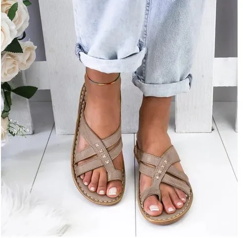 New Women Wedge Sandals Casual Flat Shoes Female PU Casual Summer Shoes for Women Flip Flop Flats Ladies Beach Slipper Sandal