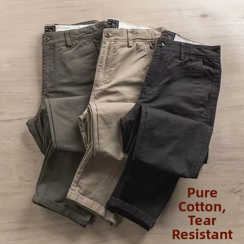 Loose Straight Leg Men's Casual Pants Spring Autumn Workwear Nine Points Trendy Brand Versatile Long Trousers Youthful Style