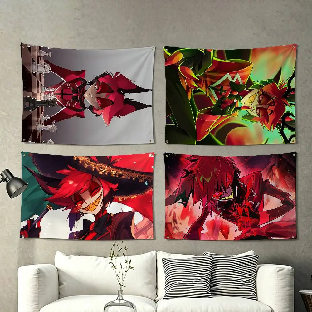 HazbinS Hotels AlastorS  Flags for Bedrooms Home Decor Items Outdoor Decors Garage Decoration Flaga