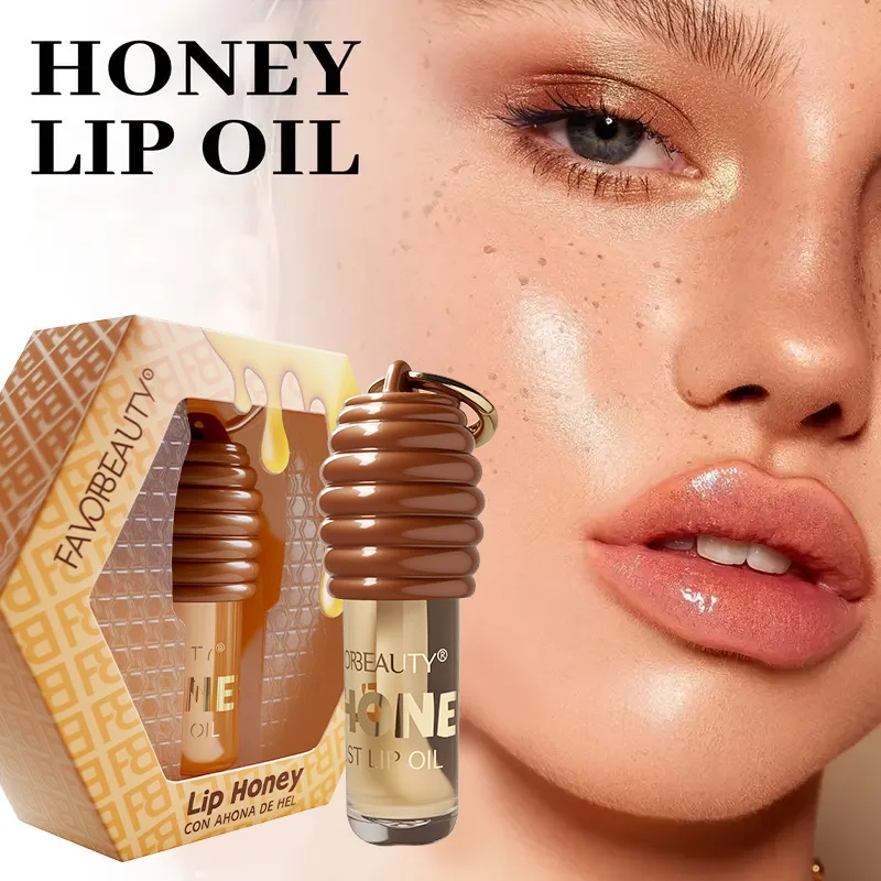 Brillo de labios de miel portátil, hidratante, suavizante, aceite de labios, lápiz labial, máscara de labios, Color rojo rosa, maquillaje de labios de belleza y salud
