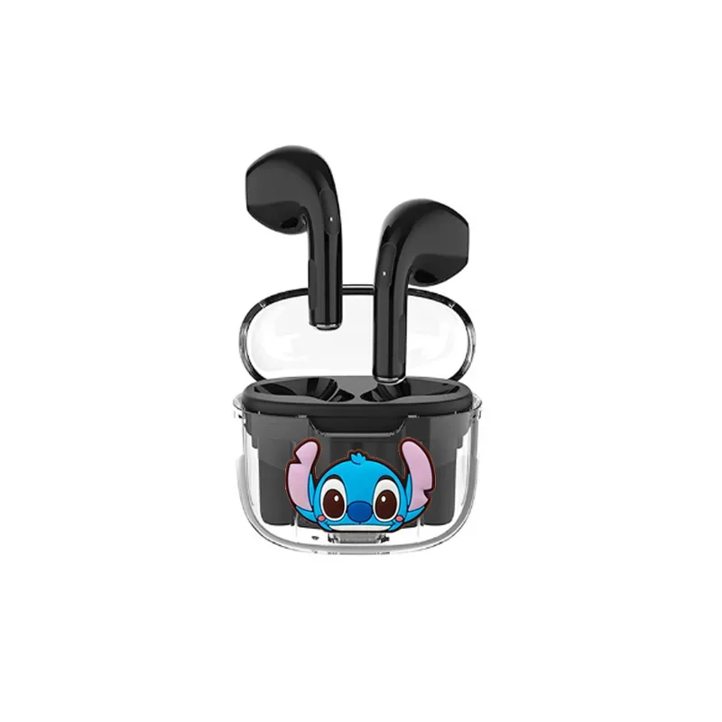 Прозрачные беспроводные Bluetooth-наушники Disney Stitch с зарядкой, Hi-Fi-звук, HD-вызовы, умные сенсорные наушники с низкой задержкой, долгий срок службы