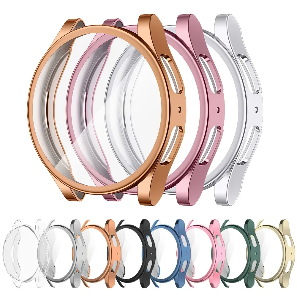 Vollständige TPU-Hülle für Samsung Galaxy Watch 7-6-5-4-FE 40 mm 44 mm Schutz Silikon Bumper Displayschutzfolie Uhrenzubehör