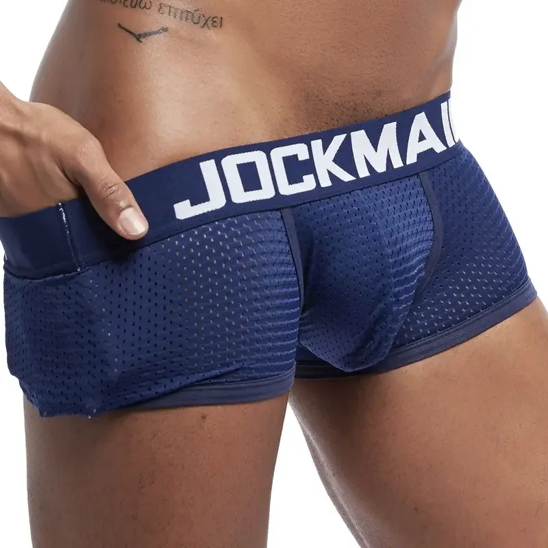 JOCKMAIL-bóxer de malla transpirable para hombre, ropa interior Sexy, convexo en U, bañadores de verano, 4 unidades por lote