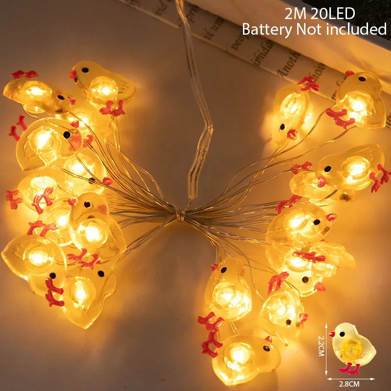 2m Easter String Lights Rabbit Carrot Easter Egg shape LED Fairy Light Garland Happy Easter Party Home Decoration 2025 Kids Gift