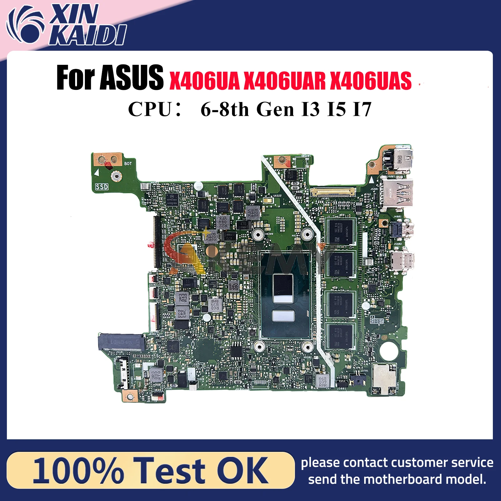 

X406UA Laptop Motherboard For ASUS VivoBook X406U K406U X406UA S406U V406U X406UAR X406UAS Mainboard With I3 I5 I7 CPU tests OK