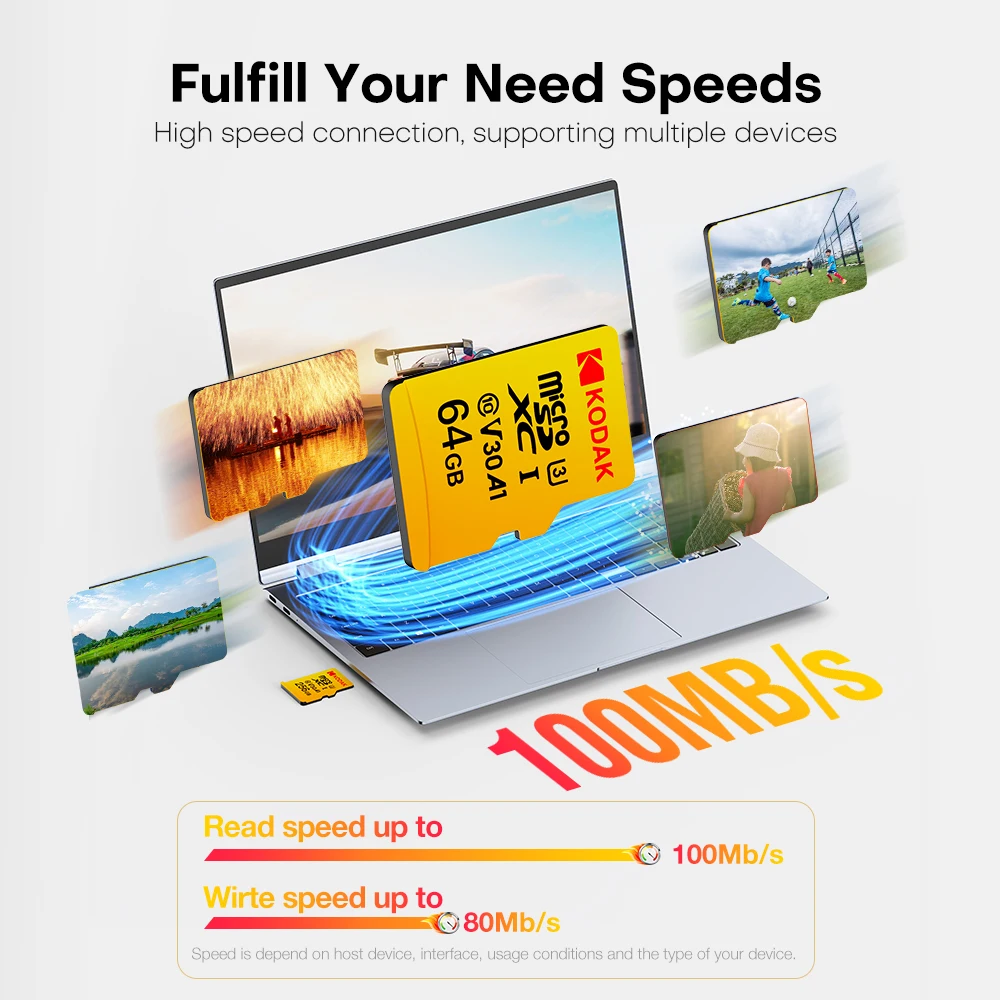 Kodak 100% Original Micro SD Card 32GB Class 10 Memory Card 64GB Flash Card 128GB V30 U3 Flash Memory Card for Driving Recorder