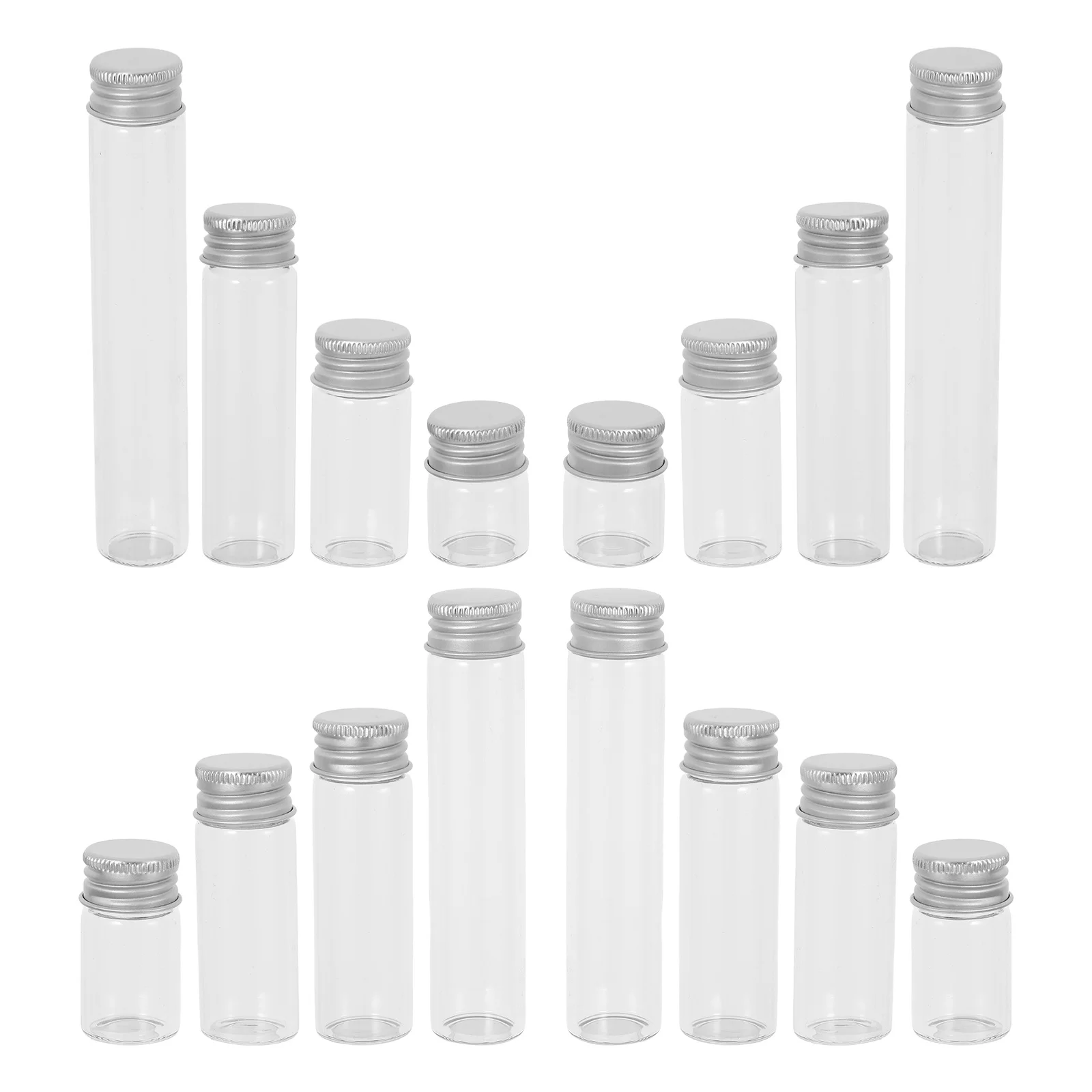 

16Pcs Clear Glass Bottles with Aluminum Screw Tops Tiny Storage Jars for Jewelry Candy Message Vials Craft Projects Party Favors