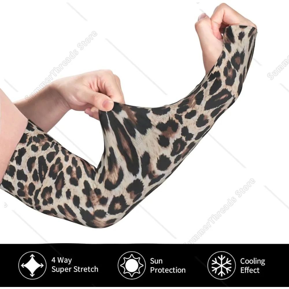 Leopard Print print print Adult ice silk cooling arm cover protection and finger hole cooling arm cover lightweight