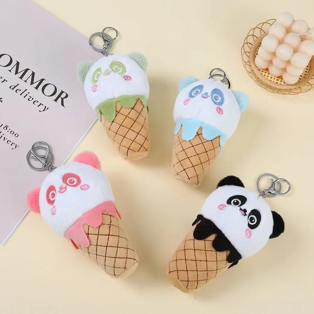 Stuffed Foods Plush Cartoon Milk Tea Ice Cream Panda Pendant Cute Plush Doll Bag Pendant Beautiful Brithday Present for Friend