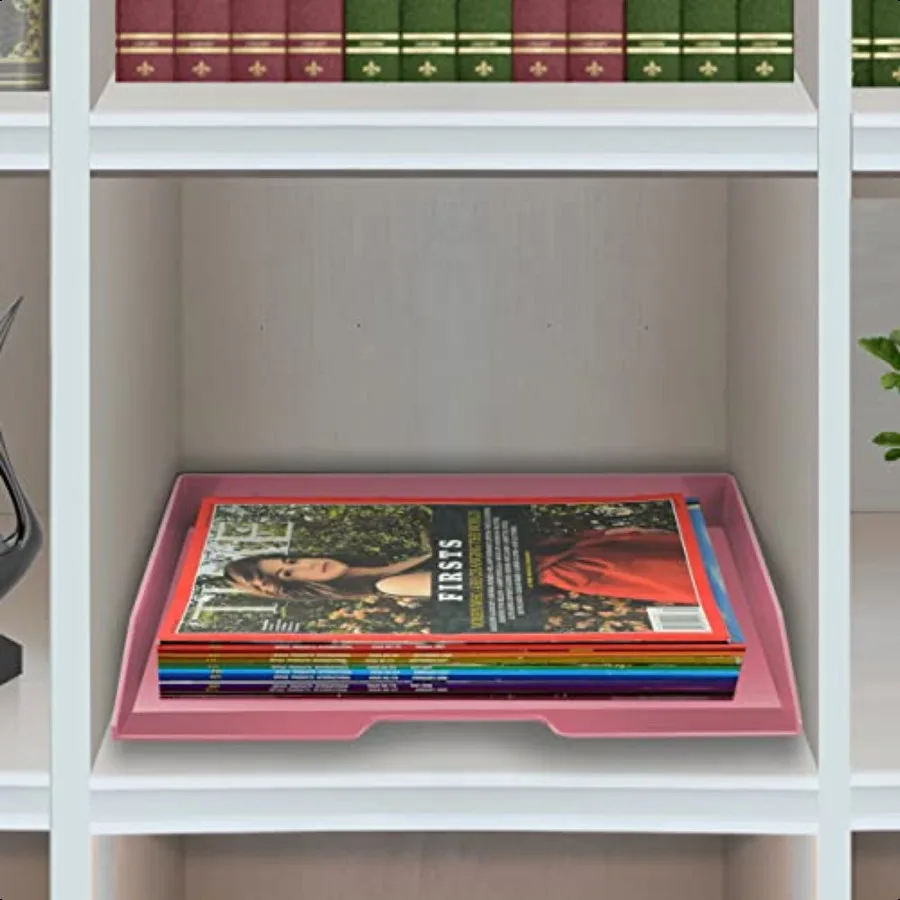 Штабелируемый лоток для писем Acrimet, пластиковый настольный органайзер для файлов с односторонней загрузкой, однотонный розовый цвет (1 шт.)