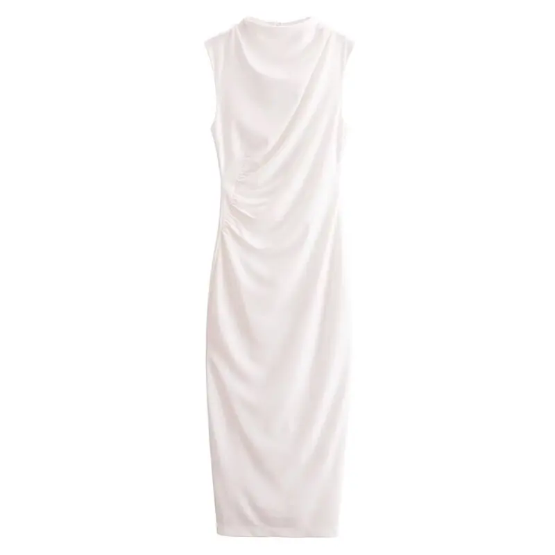 Printemps 2025 femmes Midi Dr nouveauté robe Design sens plissé décoration longue Svel trajet Sle autre matériel 00