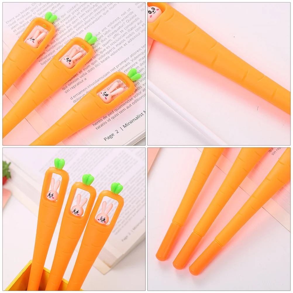 10pcs Carrot Rabbit Gel Ink Pen 0.5Mm Plastic Roller Ballpoint Writing Instrument For School Office Stationery Student Gift