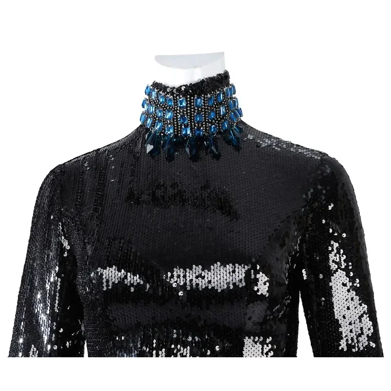 เครื่องแต่งกายราชินีปีศาจฮาโลวีน,เครื่องแต่งกายเล่นตามบทบาทสีดำและสีขาวสำหรับผู้ใหญ่,กระโปรงยาว,เครื่องแต่งกายอุปกรณ์เสริมมงกุฏ