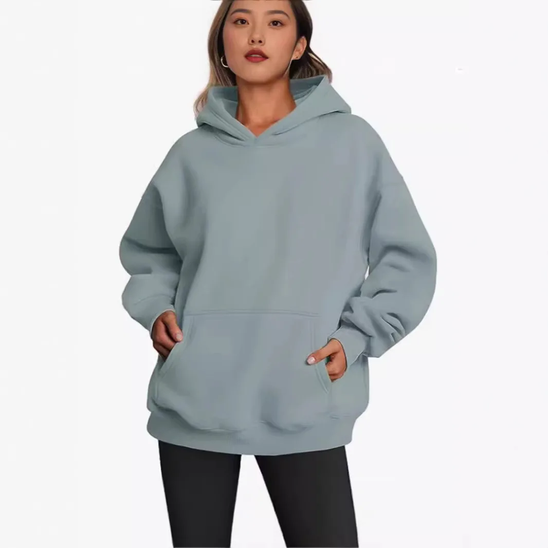 YJKDYK Spring Autumn Women\'s Pullovers Female Casual Loose Hoodies Lady Solid Color Sweatsshirt With Large Pocket Women\'s Tops