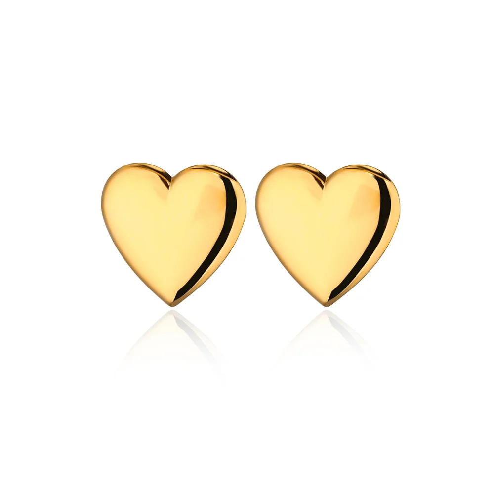 Stainless Steel Chunky Heart Stud Earring for Women Gold Color Cute Heart Wedding Aesthetic Earring Jewelry Accessories Gift BFF