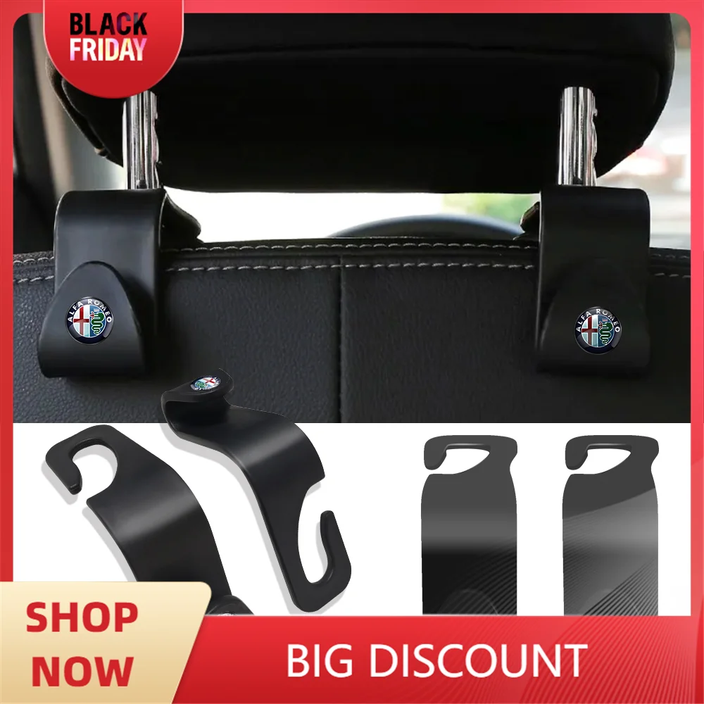 4pcs Car Seat Storage Hanger Rear seat hook Seat Organizer Holder For AEF Alfa Romeo Giulia Stelvio MiTo Giulietta Tonale 156 GT