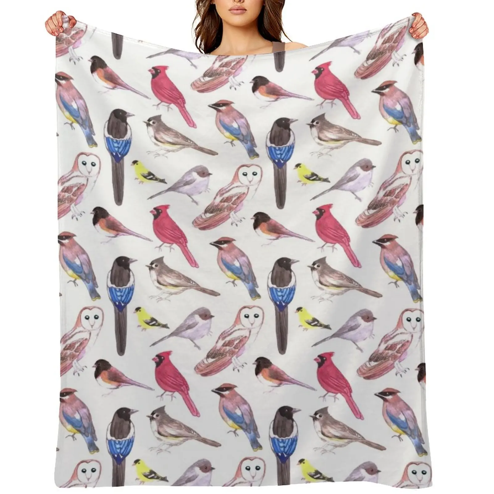

Wild birds watercolor- Birds of America Throw Blanket sofa bed Designers Bed linens Blankets