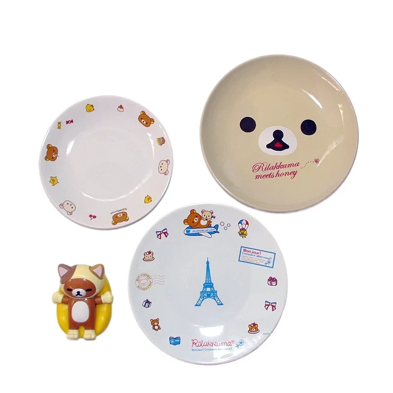 Japan Rilakkumas Plates Cute Cartoon Bear Children Ceramic Tableware Mug Collection Ornaments Hand-panted Gifts Children\'s Gifts