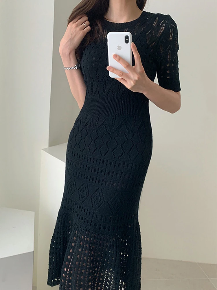 Causalเซ็กซี่ชุดผู้หญิงวันหยุดSheerตัดออกBodycon Fishtail Robe Slipด้านล่างชุดหญิงชายหาดเสื้อผ้าMujer