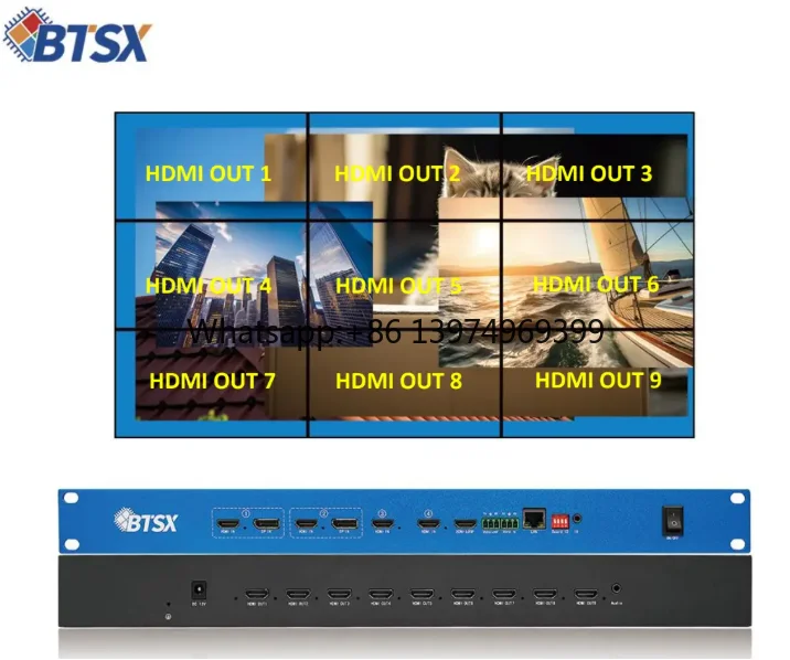 Bitvisus 409Pro 4K60Hz 4inputs 9 Outputs Video Wall Controller for 3*3 2*3 Video Wall Roaming Seamless Switching Overlay PIP POP
