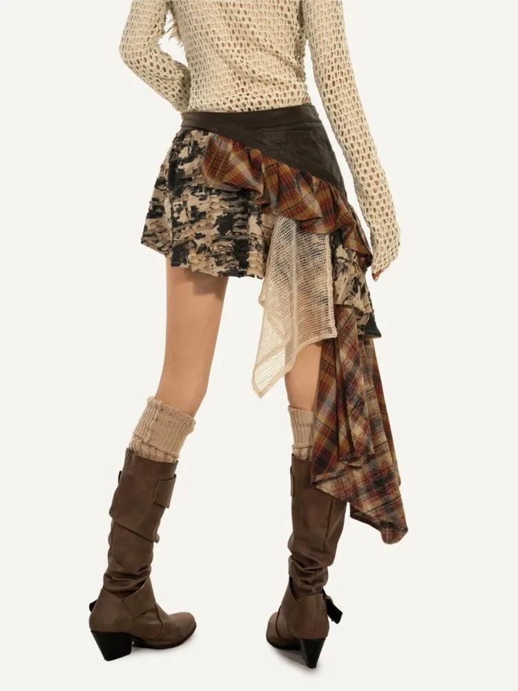 Rebel waste wind saia irregular top de malha dois conjuntos