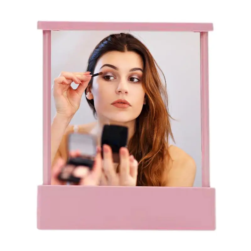 Non Reversing Mirror Desktop Cosmetic Stand Mirror True Reflection Non-Magnifying Triangular Fixed Table Mirror Beauty Accessory