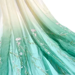 Embroidered Willow Leaf Cloth Hanfu Guofeng Gradient DIY Cheongsam Curtain Fabric Sewing Craft Supplies Sewing Cloth New