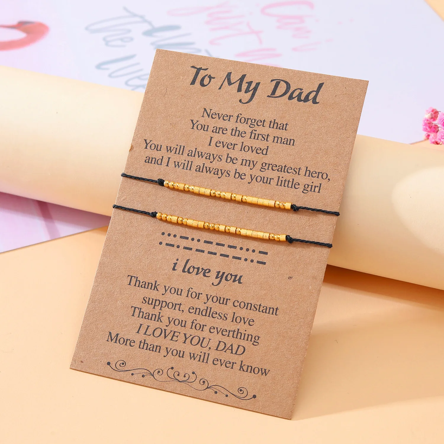 Fashion Moss Code Bracelet, I Love You to Send Father Handwoven Handrope Gift Wholesale